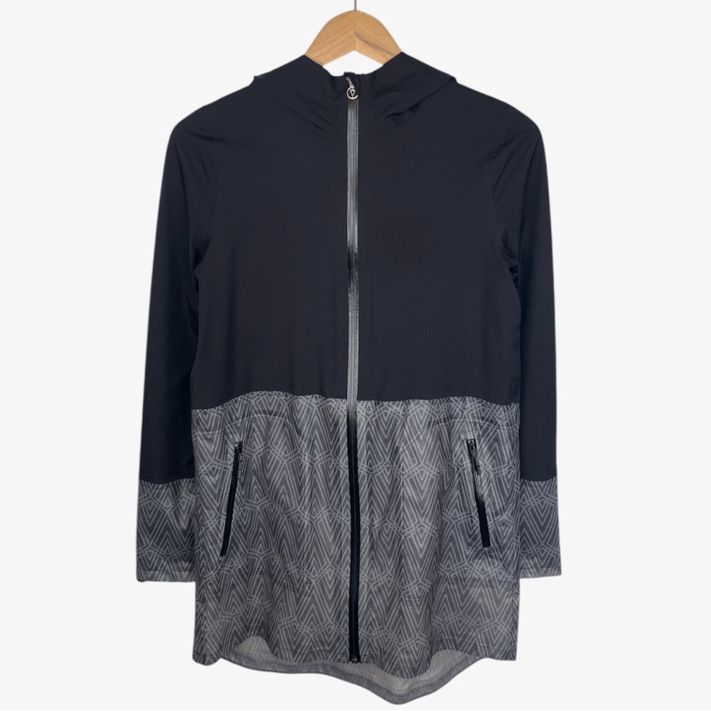 IVIVVA LULULEMON Mesh With the Rain Hooded Jacket - Black/Gray - Size 14